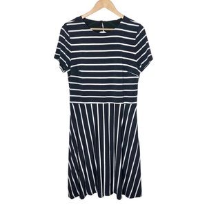 LOFT Blue Gray and White Stripes Short Sleeve Knit Dress Women’s Size 12